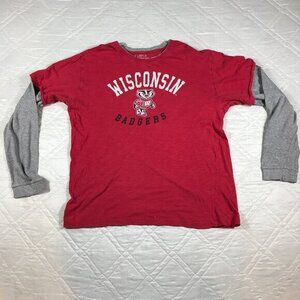 Campus Heritage Well Worn Wisconsin Badgers red long sleeve T‎ shirt XL